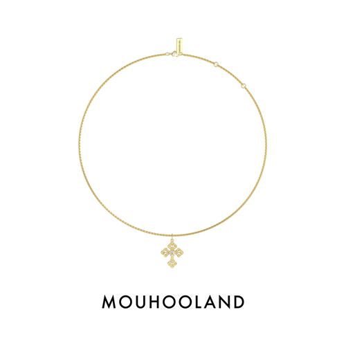 Mouhooland暮后之地蕾丝系列蕾丝镂空十字架项链锁骨链国潮配饰