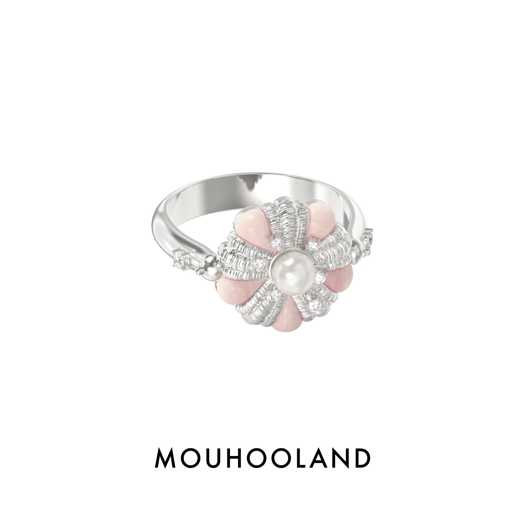 Mouhooland/暮后之地杏花编织戒指925银情侣指环小众原创设计感