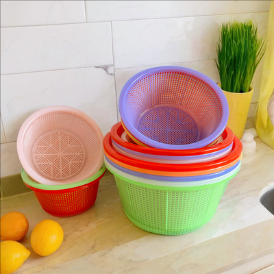 圆形塑料加高篮子草莓篮厨房沥水收纳篮饭店配菜框分类筐细孔箩筐