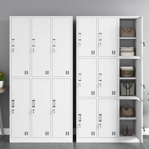 钢制更衣柜带锁铁皮储物柜浴室六门工厂员工换衣柜鞋柜宿舍收纳柜