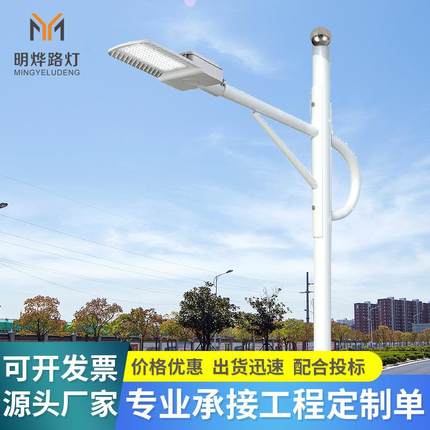 户外led市政路灯6米7米8米道路照明灯高低臂双头大功率市电路灯