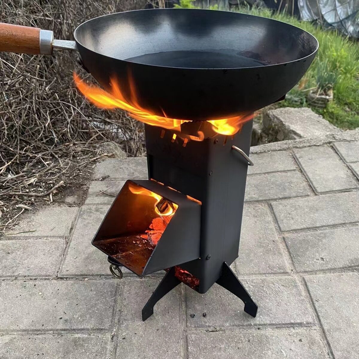 旅行小柴火炉折叠火箭炉户外便携式新型柴火炉野营野外农村取暖
