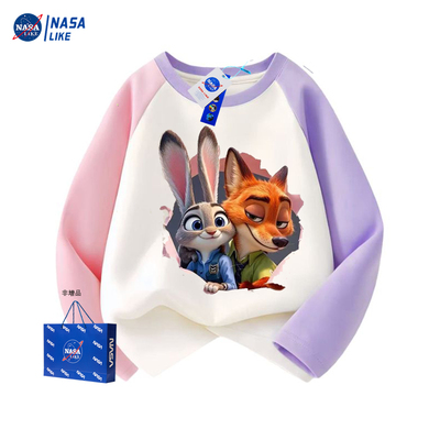 NASA联名疯狂动物城联名短长袖T恤男动漫尼克朱迪警官男女童衣服