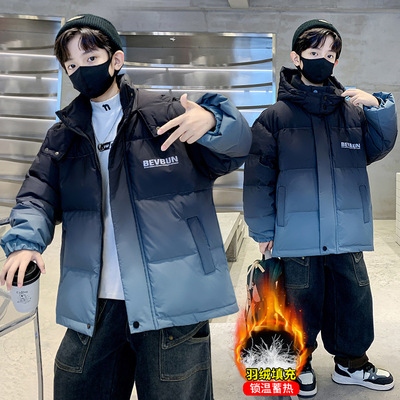 巴拉巴柆男童羽绒服冬季2025新款中大童痞帅韩版儿童冬装加厚白