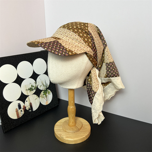 GD权志龙酷盖辣妹风头巾鸭舌帽女嘻哈街舞三角巾碎花包头帽显脸小