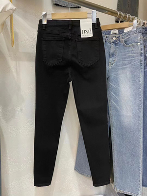 现！韩国正品加绒PAI松紧腰提臀显瘦铅笔裤黑色小脚牛仔裤靴裤