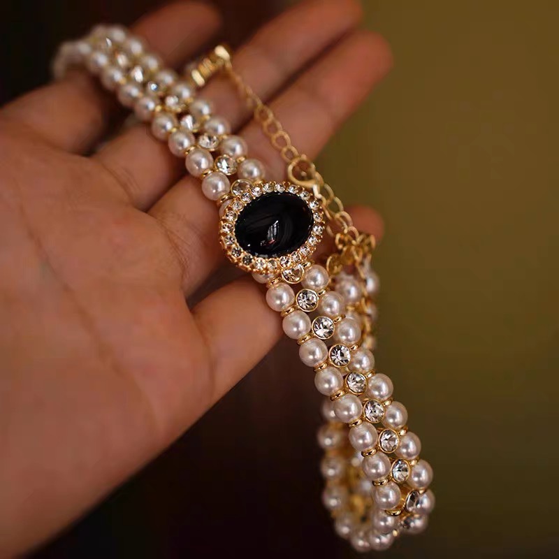 新加坡【frica梵罗珂】 轻奢复古珍珠项链宫廷多层锁骨链女