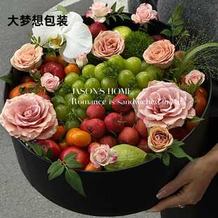 圣诞节圆形礼物盒水果礼盒零食鲜花月饼特产送礼包装盒手提塑料盒
