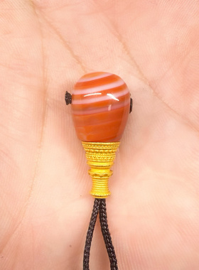 天然三文鱼缠丝玛瑙三通佛头diy文玩配饰百香星月佛手金刚猴头核