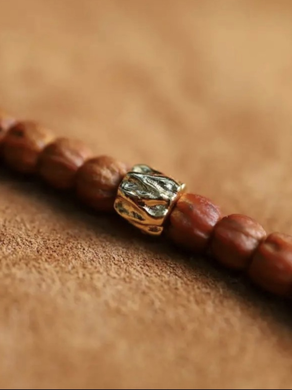 意大利8K工艺镀银复刻百香籽顶珠腰珠，文玩配饰，两个尺寸