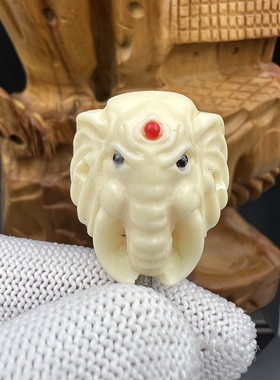 天然象牙果象神三通佛头，文玩配饰，百香星月佛手金刚猴头核尖三