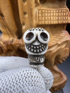 藏传鹿角尸陀林欢喜之王三通佛头，文玩配饰，百香星月佛手金刚猴