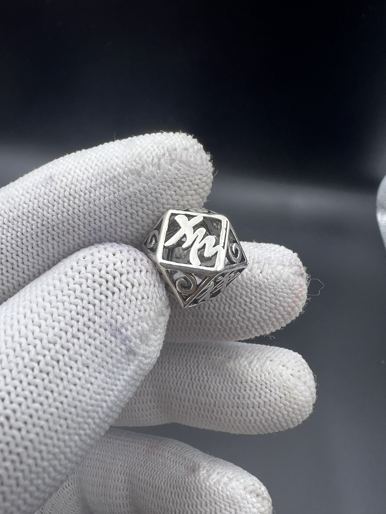 925银八楞方珠顶珠腰珠，文玩配饰，百香星月佛手金刚猴