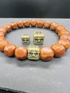 瑞兽麒麟六方珠腰珠顶珠 纯铜打造 文玩配饰 手串单圈腰珠顶珠