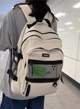 法国Cavi KIong日系潮酷复古工装双肩包高中男大学生书包男女背包