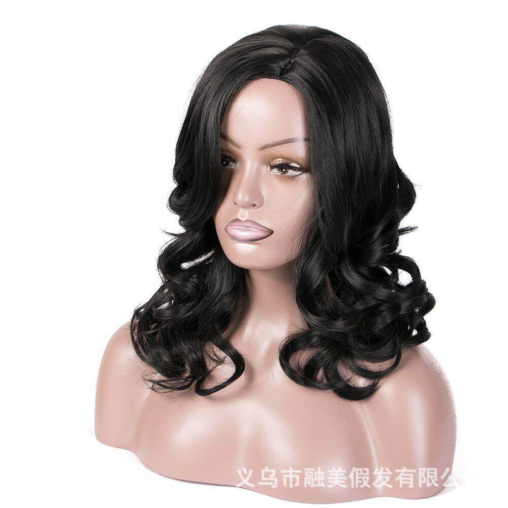 新款直销非洲假发女 中分卷发波浪发型假头套 亚光温丝化纤玫瑰网