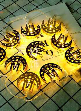 新款直销彩灯金色铁挂件月亮城堡10头LED lights 电池款装饰8
