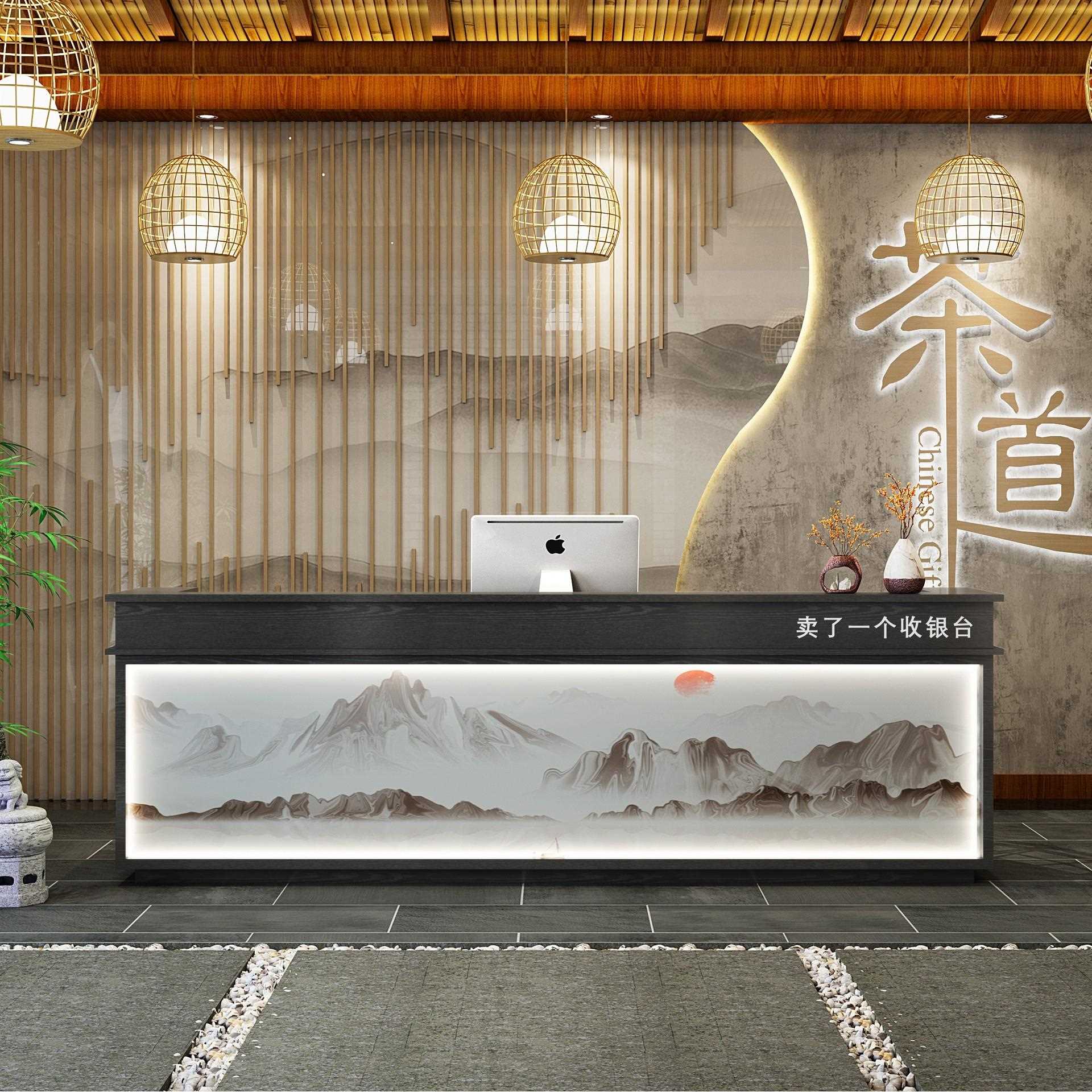 新款直销吧台足浴店接待台中式风格服装店民宿复古收银台美容院咨