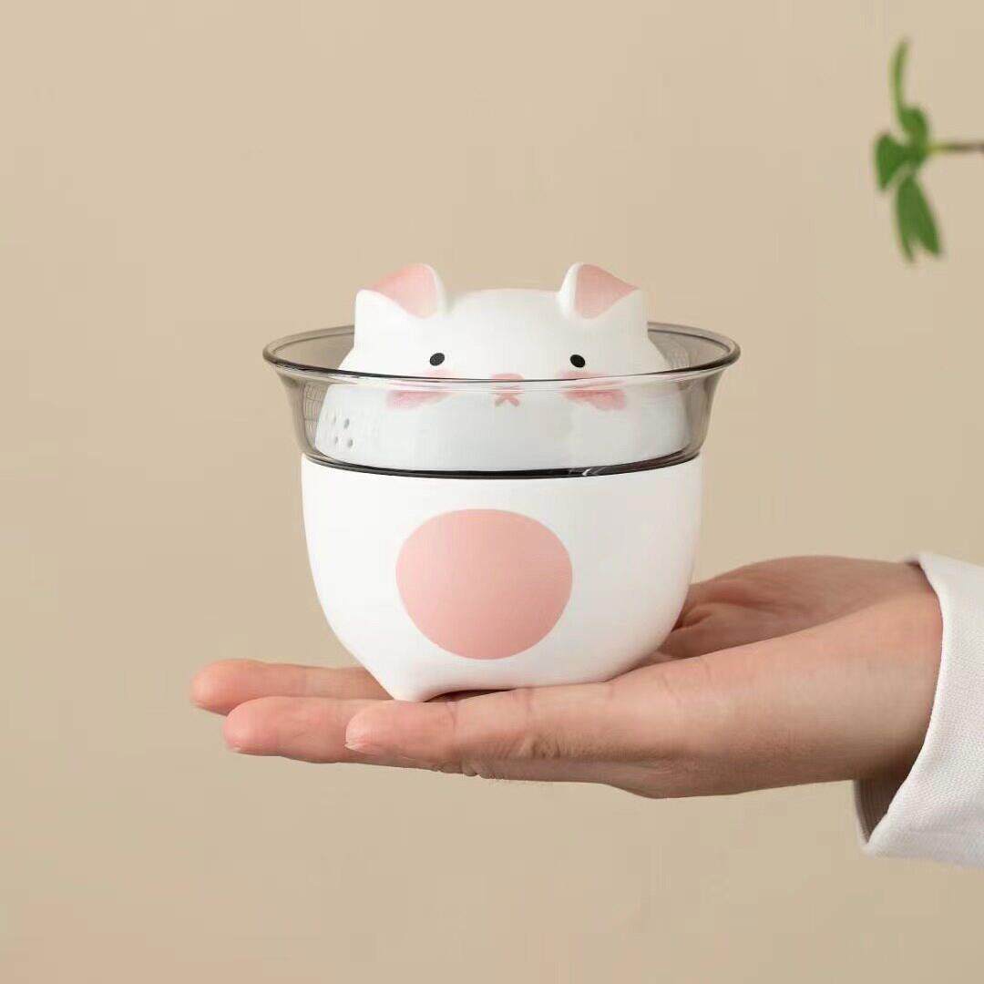 新款直销昊燃创意萌宠幸运兔泡茶杯旅行茶具快客杯一壶二杯三杯套