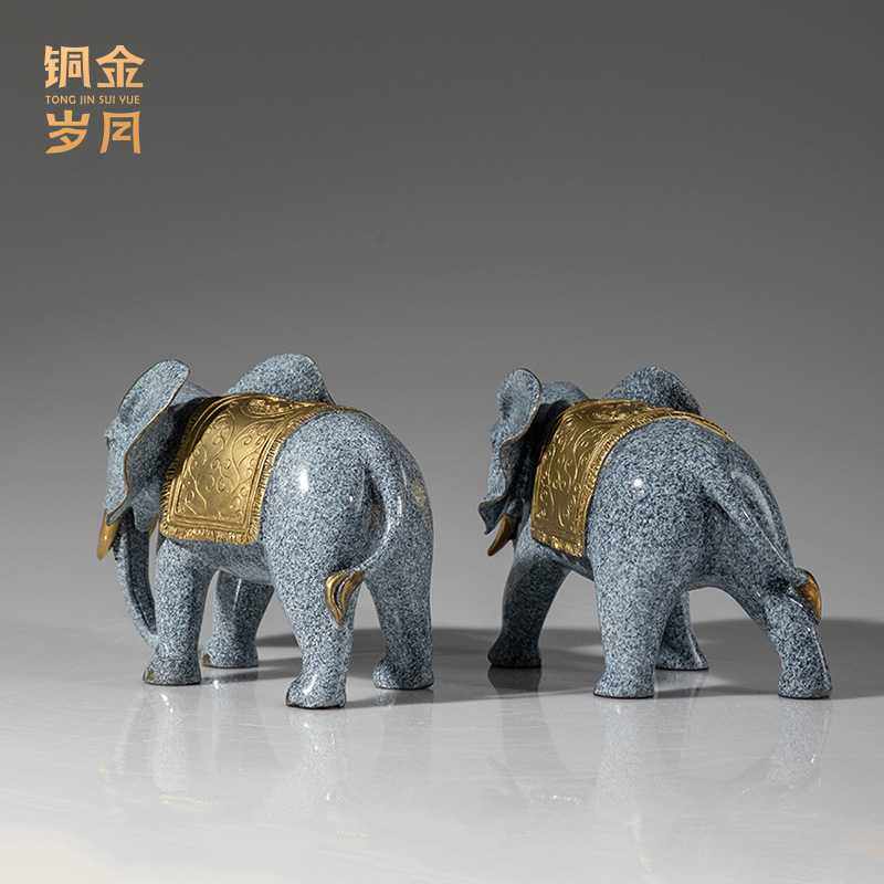 新款直销铜金岁月雪花福象黄铜摆件客厅玄关博古架乔迁送礼黄铜大,家居饰品,桌面摆件,淘宝优惠券,粉丝福利购,淘宝优惠卷