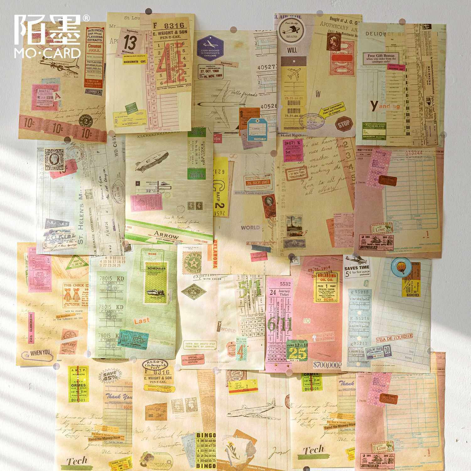 新款直销陌墨 双享装素材纸 票据集册系列 简约复古手帐diy装饰背,文具电教/文化用品/商务用品,便签本/便条纸/N次贴,淘宝优惠券,粉丝福利购,淘宝优惠卷