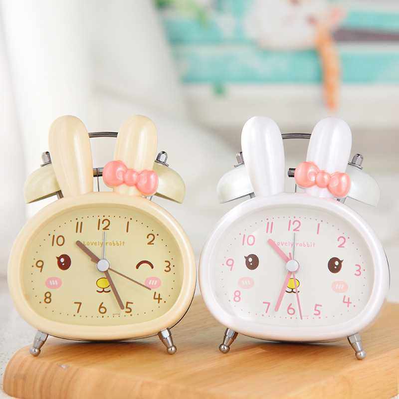 新款直销铃声吵响学生儿童床头夜光扫秒静音走时床头卡通珠光小兔,家居饰品,台钟/闹钟,淘宝优惠券,粉丝福利购,淘宝优惠卷
