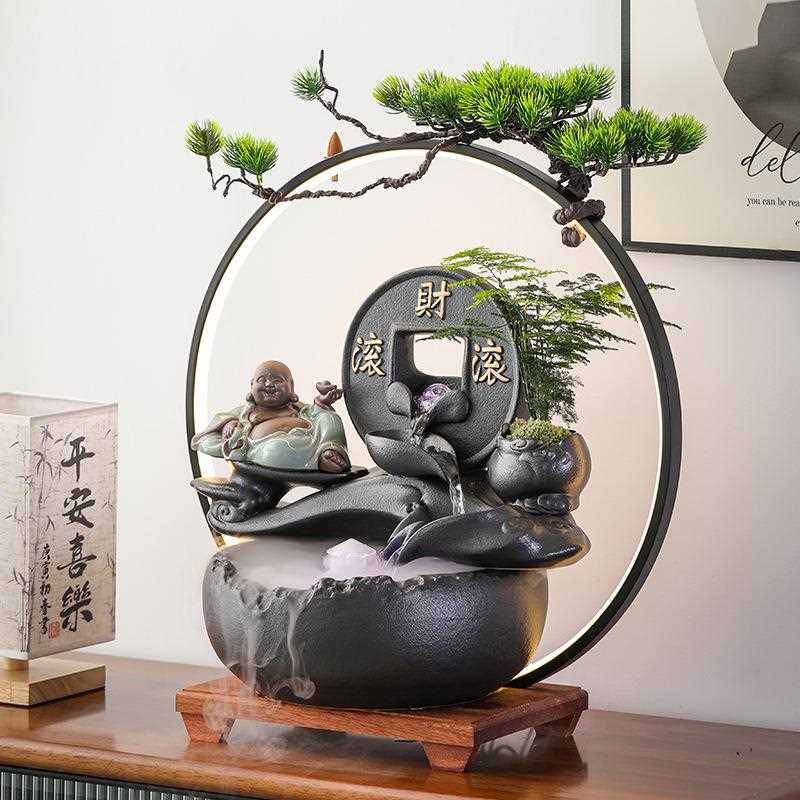 新款直销创意招财流水摆件循环水转运球玄关客厅办公室装饰品公司