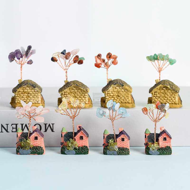 新款直销天然水晶树碎石摆件水晶树家居创意办公装饰工艺品白色小,家居饰品,桌面摆件,淘宝优惠券,粉丝福利购,淘宝优惠卷