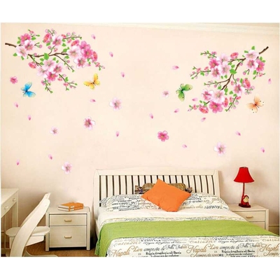 新款直销XL7073浪漫温馨桃花卧室装饰墙贴纸客厅沙发床头可移除pv