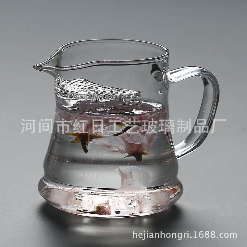 新款直销月牙杯耐热玻璃月牙公道杯过滤办公创意花草泡茶杯绿茶杯