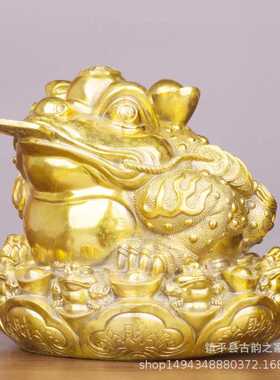 新款直销纯铜金蟾摆件聚宝盆八方来财元宝财源滚滚蟾吞金兽客厅办