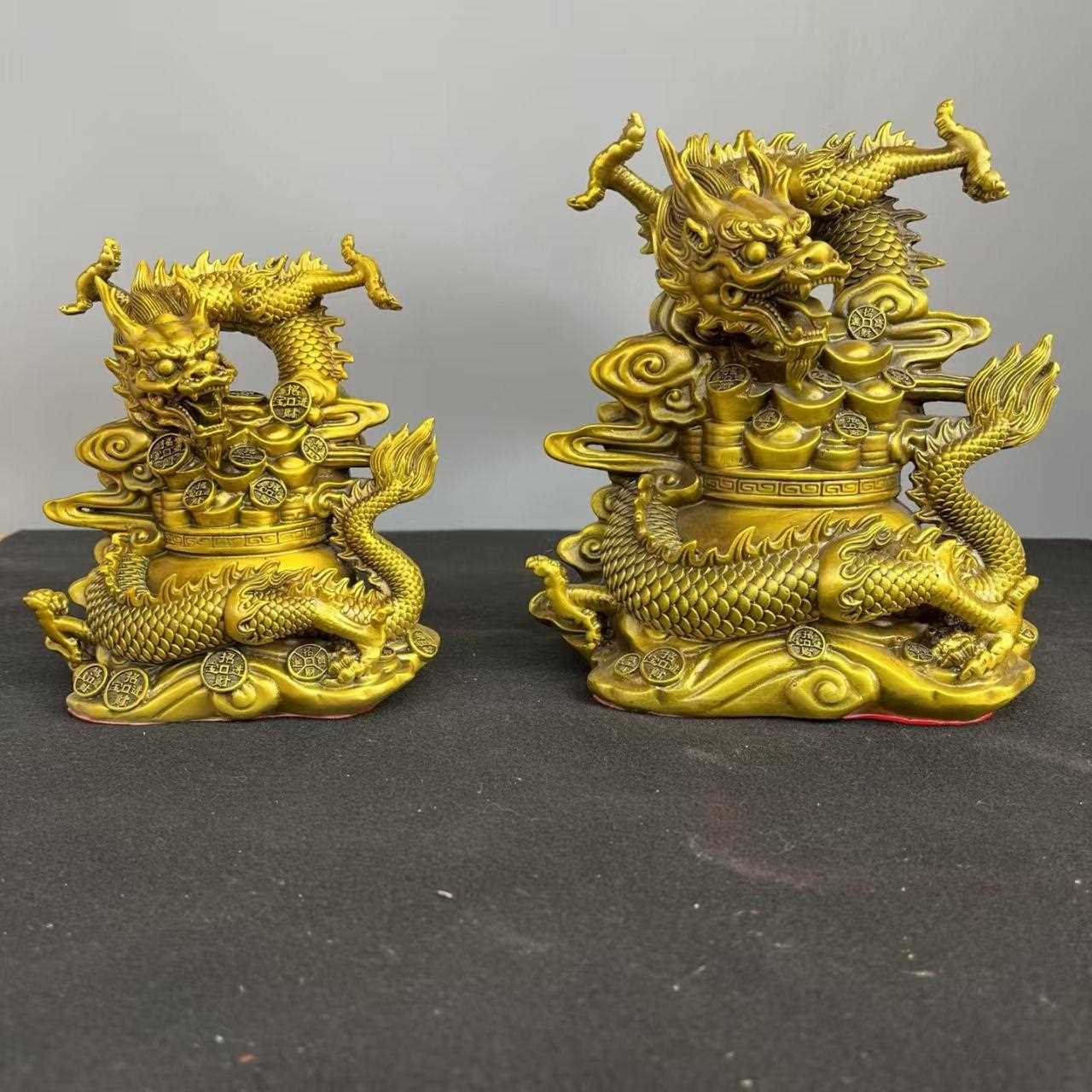 新款直销铜龙摆件黄铜五龙戏珠聚盆龙祥龙金龙客厅门店装饰吉祥龙