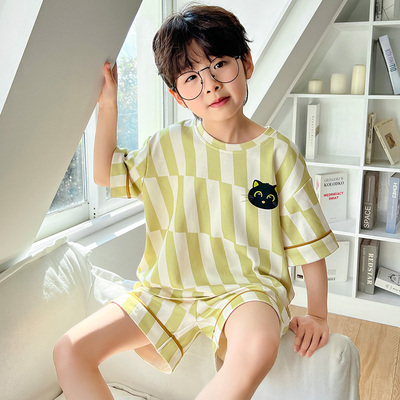 红豆男童睡衣儿童夏季款纯棉短袖短裤薄款2025新款男孩夏天家居服