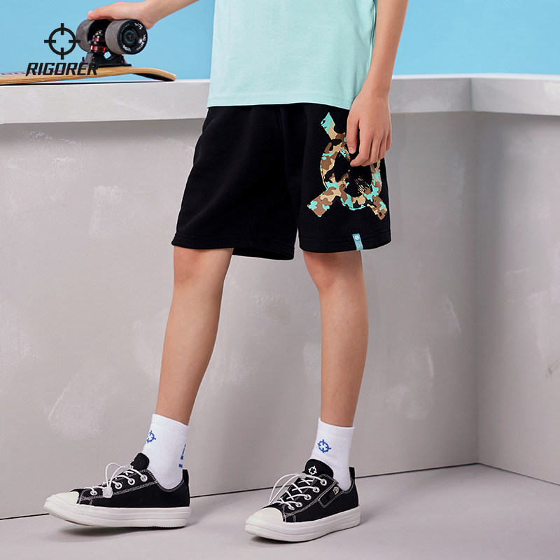 准者2022新款儿童针织五分裤篮球训练投篮透气球裤logo印花短裤