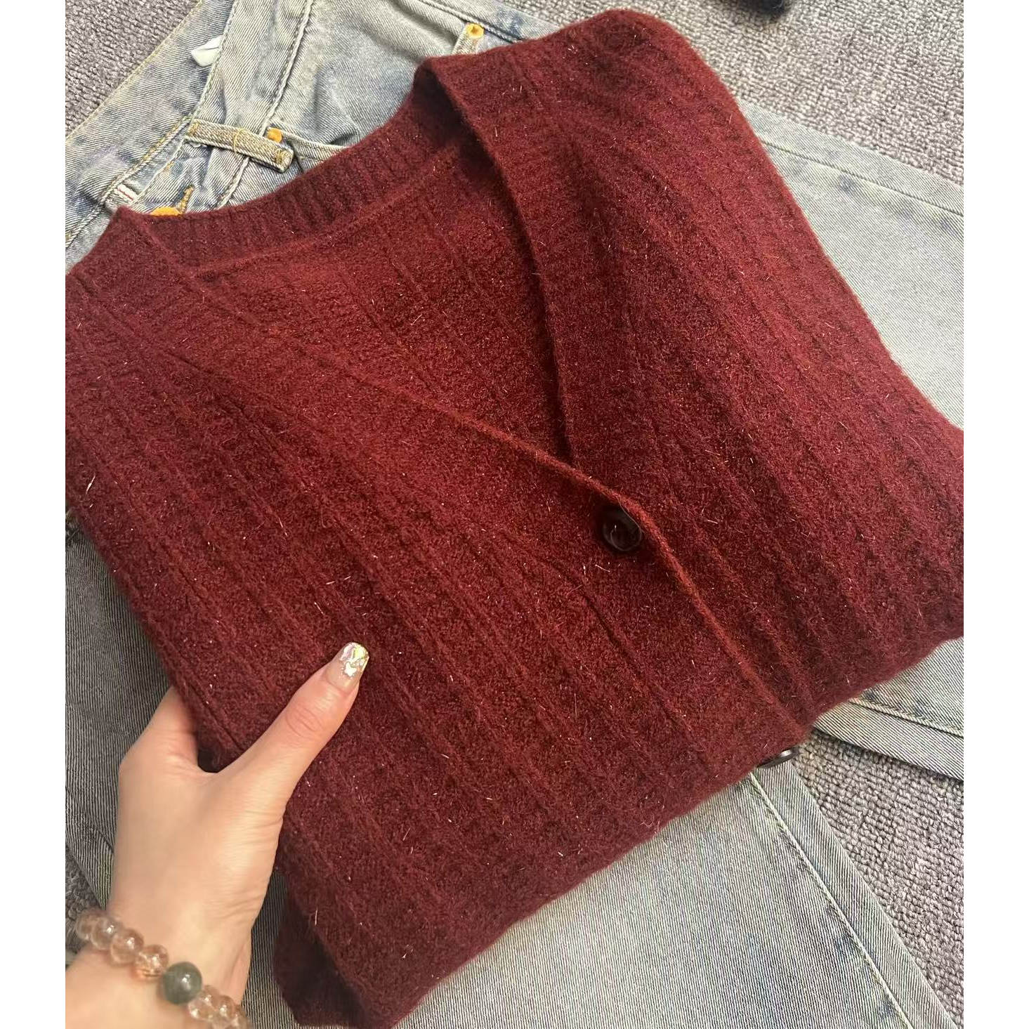 【亮线v领】新款亮线v领高级感百搭针织开衫x513