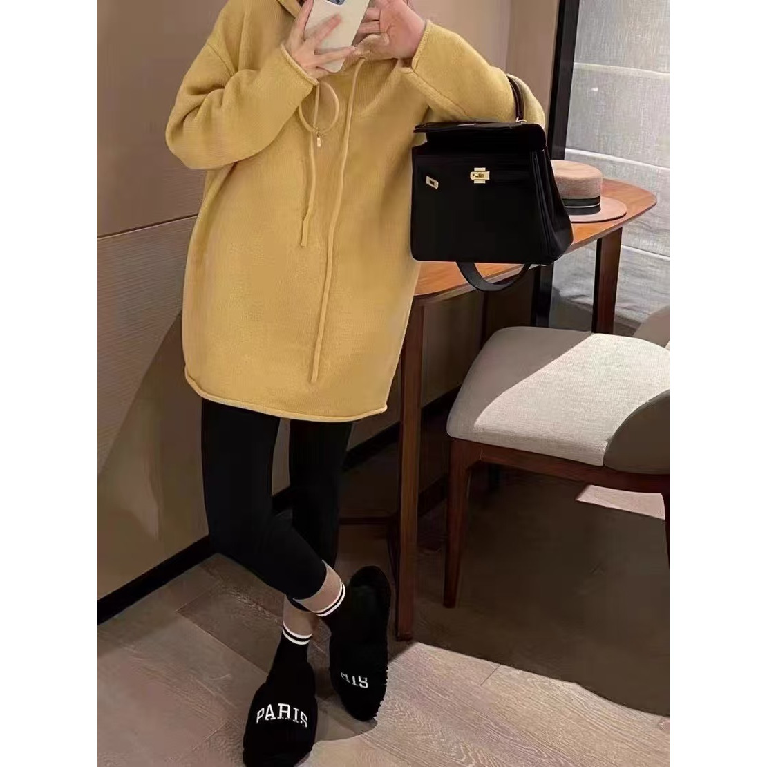 【抽绳帽衫】新款抽绳连帽针织百搭洋气套头衫x516