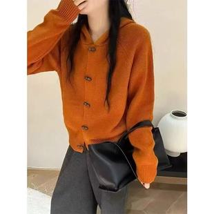 洋气百搭针织开衫 新款 x752 小木扣帽衫