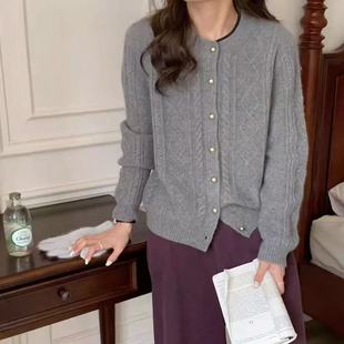 洋气针织开衫 菱形麦穗简约款 新款 x851 菱形麦穗开衫