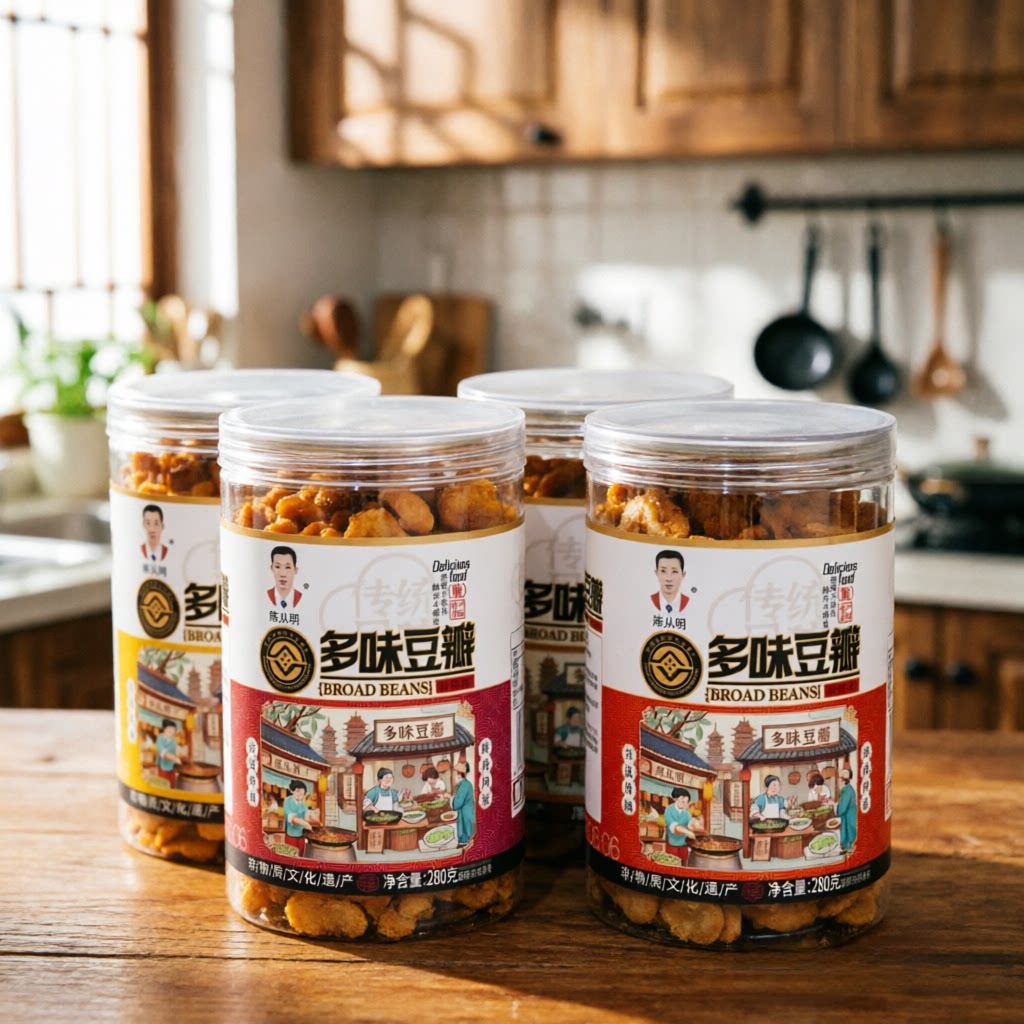 重庆味道陈从明怪味胡豆麻辣牛肉蟹黄味280g多味豆瓣灌装小吃零食