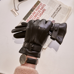 真皮手套男冬天保暖骑行开车摩托车加绒加厚触屏羊皮手套男