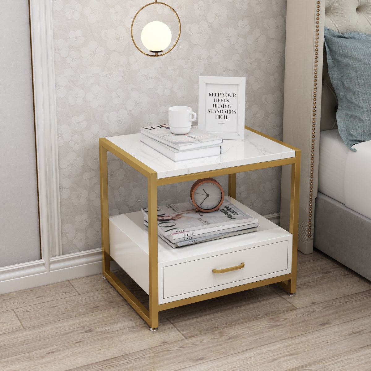 北欧床头柜简约现代客厅卧室储物柜床边柜子金色轻奢大理石收纳柜在类目 住宅家具, 柜类, 床头柜中 - 来自Buy2taobao.com提供专业的淘宝代购服务