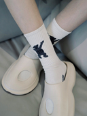 韩国潮牌we11done可爱小熊情侣中筒袜 百搭运动袜子ins高街潮袜棉