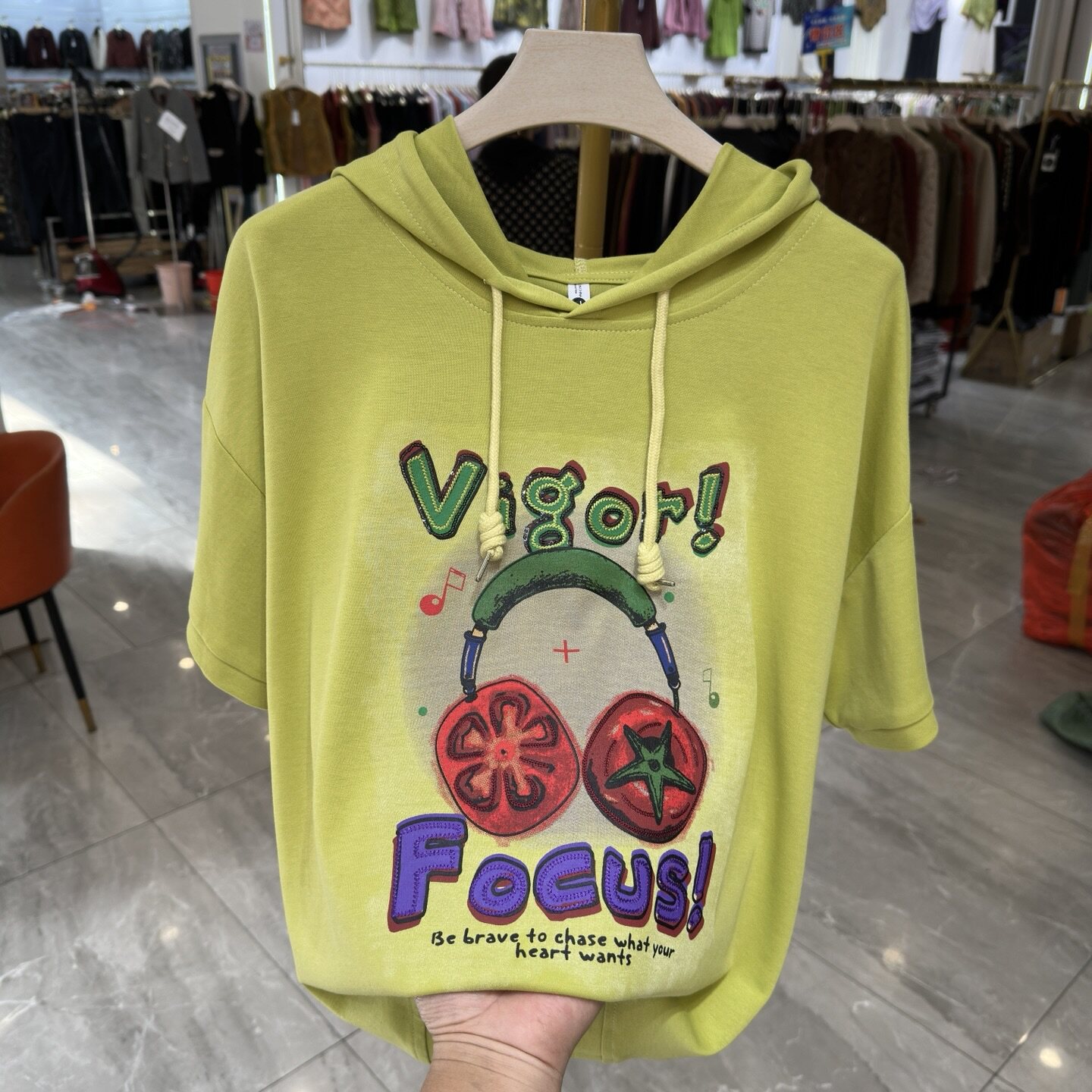 妈妈装连帽套头多巴胺T恤短袖夏季新款宽松显瘦中老年人休闲上衣