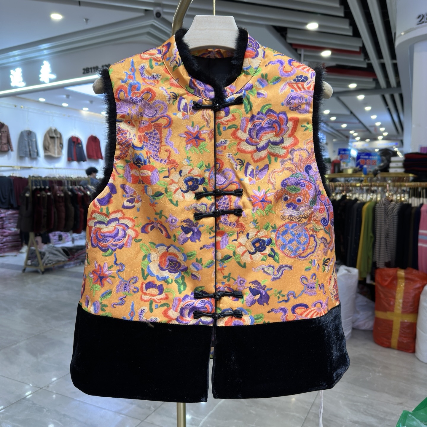 中老年妈妈装提花夹棉加厚马甲