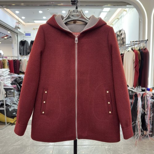 时尚妈妈装连帽金貂绒保暖厚外套