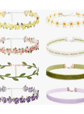 日韩小清新少女名族风颈带花朵织带项圈Choker短款锁骨链项链女