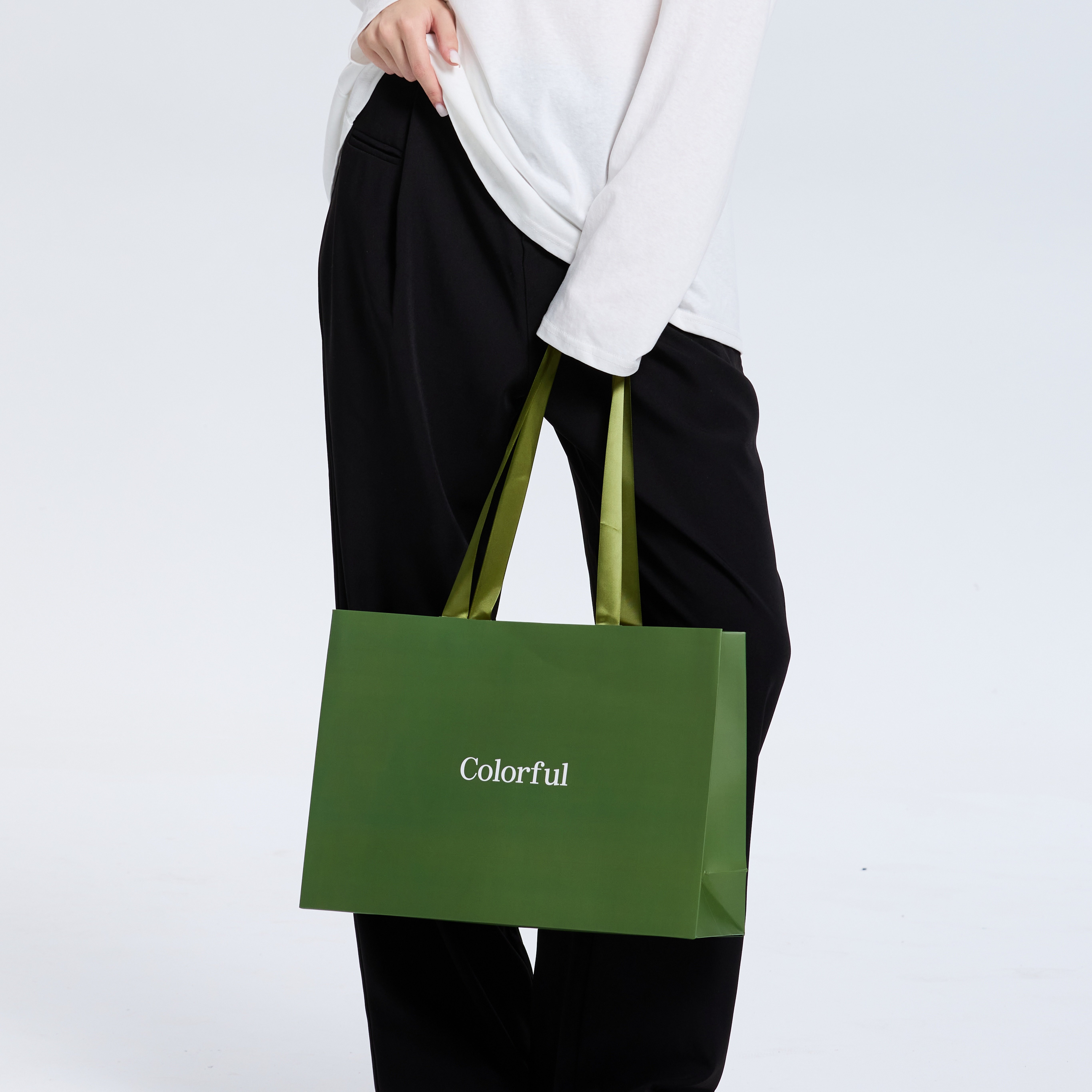 订制衣服纸袋包装袋绿色购物袋服装店手提袋定制女装店用购物袋子
