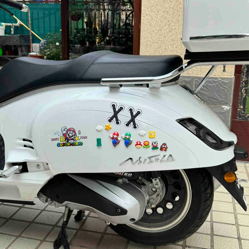 适用新大洲本田NS150LA立体橡胶鞋带3D仿真补丁贴马里奥装饰软胶