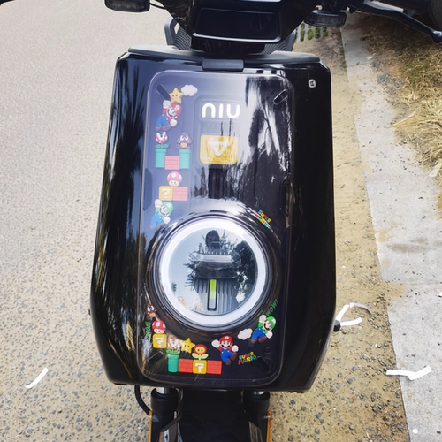 适用小牛NXT/NLT电动车头内部3D立体软胶马里奥装饰改装铭牌贴纸
