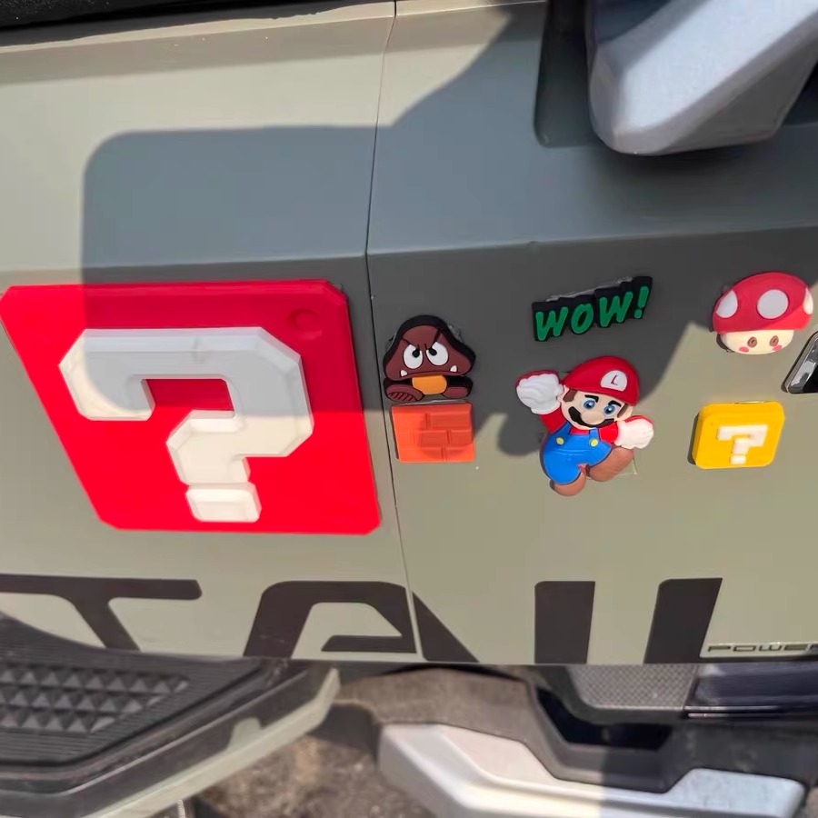 适用于台铃超能S苍穹车身立体防撞问号装饰贴马里奥软胶配件饰品